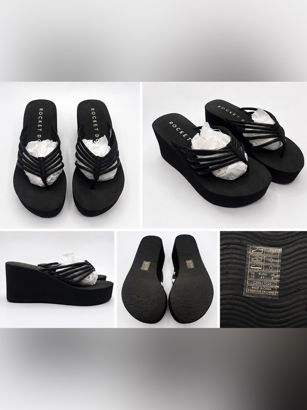 Rocket Dog Platform Wedge Sandals – Black – Size 10 - Picture 2 of 3